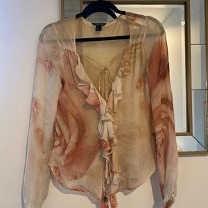2004 Vintage Roberto Cavalli Sheer Silk Chiffon Blouse